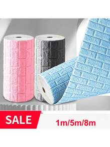1/5/8m連續型自黏式防水3D磚牆貼紙，客廳臥室兒童房家居裝飾