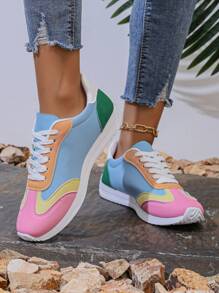 Colorful Leather Casual Sports Shoes, Comfortable, Fashionable, Lightweight And Versatile Women's Shoes For Students - Blue - View 6