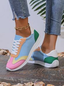 Colorful Leather Casual Sports Shoes, Comfortable, Fashionable, Lightweight And Versatile Women's Shoes For Students - Blue - View 5