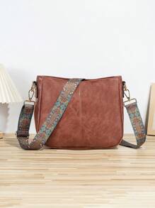 女性復古款桶包，斜挎包帶，素皮斜槓袋，吉他帶寬繡製錢包帶，適用於斜挎包，健身袋，手提袋等，多功能包款！