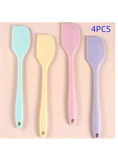 1/4pcs Silicone Spatula For Cream, Jam And Butter, Easy To Clean, Suitable For Home, Restaurant, Dessert Shop, Baking Kitchen Tool Set