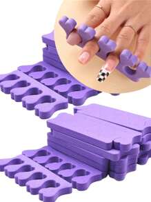 Separadores de dedos de los pies para pedicura de 20 piezas, separadores de dedos de los pies para mujeres, separadores de dedos para pedicura para separar las uñas de los dedos de los pies o las uñas de los dedos de las manos fácilmente para el cuidado de las uñas y el esmalte de uñas, kit de pedicura con separadores de dedos de gel suave. - Morado - Ver 1