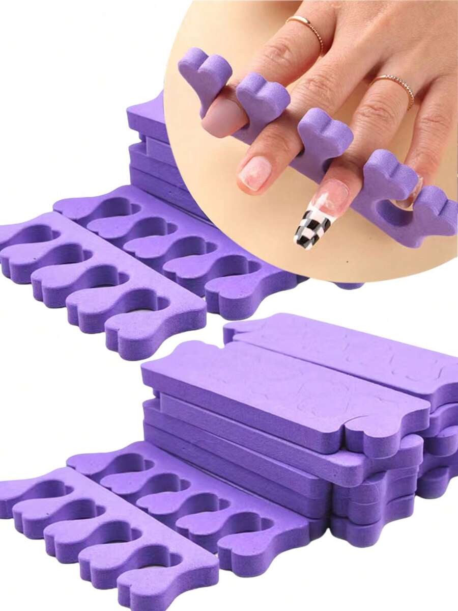 Separadores de dedos de los pies para pedicura de 20 piezas, separadores de dedos de los pies para mujeres, separadores de dedos para pedicura para separar las uñas de los dedos de los pies o las uñas de los dedos de las manos fácilmente para el cuidado de las uñas y el esmalte de uñas, kit de pedicura con separadores de dedos de gel suave. - Morado - Ver 1