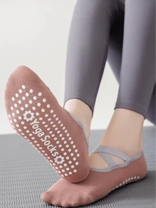 1對專業女款瑜珈襪，尺寸適合所有人，具有減震、防滑、耐磨、透氣、吸汗和皮膚友好等功能 - 瑜珈襪 - 查看 5