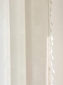 1 件单面白色波西米亚风格窗帘布，带精致蕾丝，可过滤阳光，简单百搭的家居装饰，适合客厅或卧室，杆袋悬挂，易于安装