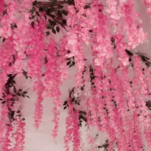 1入組條狀紫藤花掛飾，6.06英尺人工白色藤蔓絲藤花花藤掛飾，適用於婚禮拱門派對花園家飾復活節禮物 - 彩色 - 查看 7