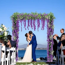 1入組條狀紫藤花掛飾，6.06英尺人工白色藤蔓絲藤花花藤掛飾，適用於婚禮拱門派對花園家飾復活節禮物 - 彩色 - 查看 6