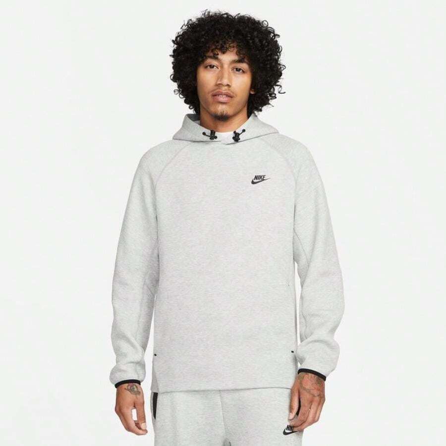 Áo hoodie chui đầu Tech Fleece - Phong cách bạn trai dành cho nam - Xám/đen - Xem 1