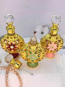 10ml Frasco de Perfume de Cristal Decorativo Vintage de Vasos de Flores de Pedras Preciosas, Frasco Dispensador de Óleo Essencial Essential, Festival de Viagem de Feriado (Sem Perfume, Apenas Frasco Vazio) - Multicolorido - Visão 4