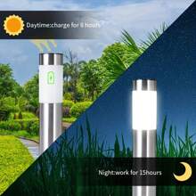 1 pieza Elegante Luces LED solares de acero inoxidable - Resistente al agua, diseño moderno para iluminación del jardín, patio y césped
