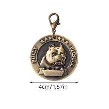 1入組個性化刻字寵物 ID 標籤吊墜，復古狗狗 ID 標籤防丟失，DIY 寵物珠寶配件 - 銅色 - 查看 2