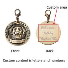 1入組個性化刻字寵物 ID 標籤吊墜，復古狗狗 ID 標籤防丟失，DIY 寵物珠寶配件 - 銅色 - 查看 1