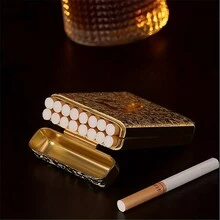 1 Pc Three Open Alloy Cigarette Case  Creative 3-Sided Carved Ultra-Thin Case Classical European, For Regular Size Cigarettes Personalized - Multicolor - View 7
