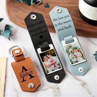 Personalised Photo Keyring In Leather Case + Initials | Father's Day Keepsake | Gift For New Dad | Personalized Photo Keychain Engraved, Fashion,Colorful,Vintage,Cute,Adorable,Contracted,Stylish,Old Money,Casual,2000s Fashion Custom,Personalized,Unique,Customized Ideal Gifts For Him Her,Boyfriend,Girlfriend,Family,Friends,Pets,Grandparents,Children For Graduation,For Weddings,For Christmas,For Winter,For Fall/Autumn,For Holiday Finds,Winter Fashion,Christmas Gift,Christmas Decorations,Personalized Christmas Ornaments,Personalized Gifts For Women/Men,Personalized/Customized Keychain,Christmas Accessories,School Supplies,Back To School,For Office,For School,For Classroom,For Teacher Gifts,For University,For Colleague,For Dorm Rooms,For Teacher,For Boys And Girls,For Teenagers,Junior High School Students,Middle School Students,High School Senior High School Students,College Students,University Students,Freshman,Sophomore,Underclassmen