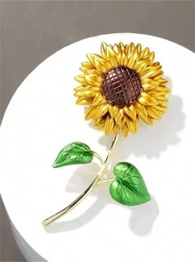 1pc Ladies' New Summer Sunflower Brooch, Inlaid With Rhinestones, Elegant Lapel Pin For Winning A Suit Decoration Badge Dress Accessories Pin For Clothes Bag Charm Backpack For School Office Accessories Shirts Jacket Jewelry Christmas Halloween Clothes Pin Funny Cute Teacher Gifts - Multicolor - View 5