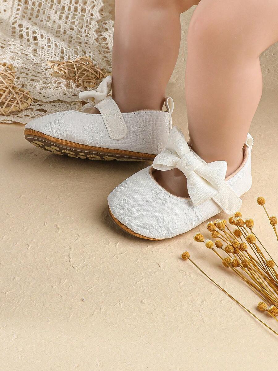 0-12 个月婴儿女孩软底防滑春季/秋季公主鞋，适合学步 - 白色 - 查看 1