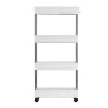4-Layer Ultra-Thin, Mobile Multi-Functional Slim Storage Cart,Suitable For Kitchen, Bathroom, Laundry Room Narrow Place, Plastic And Stainless Steel, White - 白色 - 查看 6