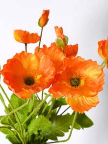 1 Peça Buquê de Flores Artificiais de Papoulas e Tulipas Aveludadas, Decoração Doméstica/Casamento/Fotografia, Flores Artificiais - Multicolorido - Visão 9