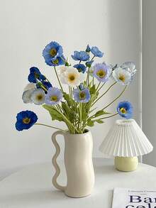 1 Peça Buquê de Flores Artificiais de Papoulas e Tulipas Aveludadas, Decoração Doméstica/Casamento/Fotografia, Flores Artificiais - Multicolorido - Visão 11