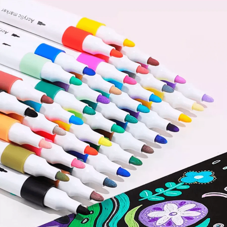 24 Plumones Marcadores Acrílicos Rotuladores Estuche Rígido