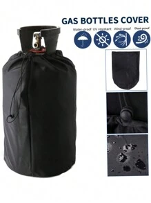 1pc Propane Tank Cap Waterproof Oxford Gas Cylinder Cover With Drawstring, Black, Universal Fit - Multicolor - View 1