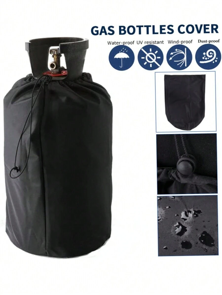 1pc Propane Tank Cap Waterproof Oxford Gas Cylinder Cover With Drawstring, Black, Universal Fit - Multicolor - View 1
