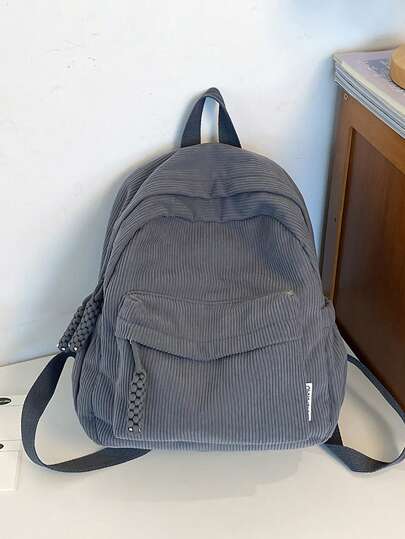 小号灯芯绒纯色背包，女孩迷你单肩包，书包，学校书包，学校背包，大容量，经典休闲，轻便，适合青少年女孩女大学生，初中，高中，户外，旅行，郊游，度假，小学