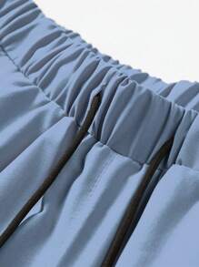 1pc Boyfriend Style Men's Work Pants Loose-Fit Straight-Leg Wide-Legged Quick-Dry Sports Leisure Trousers - Royal Blue - View 3