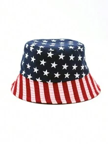 1 Chiếc Mũ Xô Họa Tiết Cờ, Mũ Thông Thường Chống Nắng Có Thể Điều Chỉnh, Thích Hợp Cho Bé Trai Và Bé Gái Du Lịch Xuân Thu Hoặc Kỳ Nghỉ Đi Biển - Nhiều màu - Xem 4