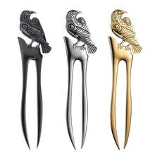 1入烏鴉U型髮簪造型針黑色，金色，銀色巫術頭髮插片文藝復興節法國金屬髮叉女士配件 - 黑色 - 查看 2