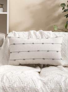 Miater Vỏ gối trang trí Jacquard sọc có tua rua, dùng cho phòng khách, phòng ngủ, trang trí ghế sofa - Xám - Xem 6