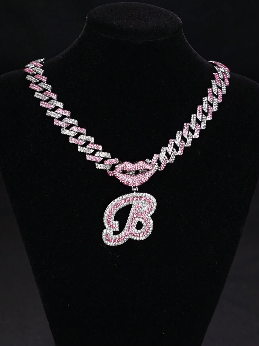 1 pieza Colgante de letra inicial A-Z Hip-Hop, enlace de cadena china unisex, collar Y2K de joyería perfecto para niñas como regalo para fiestas