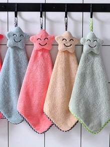 1/2/4/6/8pcs Polyester Fiber Soft And Absorbent Hand Towel With Cute Smile Embroidery, Available In Various Colors For Home Use, Quick Drying And No Fading, Suitable For Kitchen And Bathroom, Great For Festive Gifts Home Bathroom Decor Summer Back To School