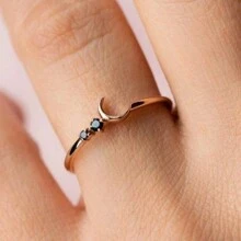 1 pièce Bague en forme de croissant de lune minimaliste pour femmes, à porter au quotidien et comme cadeau d'anniversaire