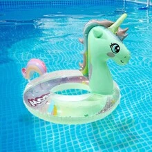 PVC Inflatable Outdoor Swimming Sports Float Ring, Inflatable Unicorn Swimming Pool Tube For Float And Play On The Beach, Fun Unicorn Pool Float Toy For Summer Swimming Pool And Beach Parties, For Kids And Adults - Green - View 5