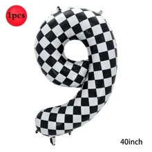 Bóng bay kỹ thuật số ca rô 40 inch lớn màu đen và trắng số 0-9 dùng để trang trí tiệc sinh nhật xe đua, Giáng sinh - bàn cờ đen trắng - Xem 10