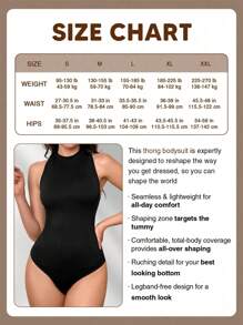 1Pc Women's Mock Neck Bodysuits Sleeveless Basic Tank Top Body Suit Shirts Suitable For All - Black - View 6