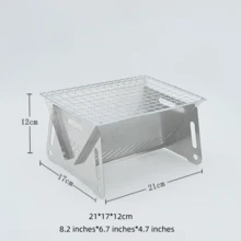 1pc Outdoor Folding Stainless Steel Mini BBQ Grill Rack - White - View 2