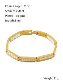 1 pièce Bracelet en acier inoxydable de mode de personnalité pour femmes, bijoux de bracelet en acier de titane de couleur or 18K