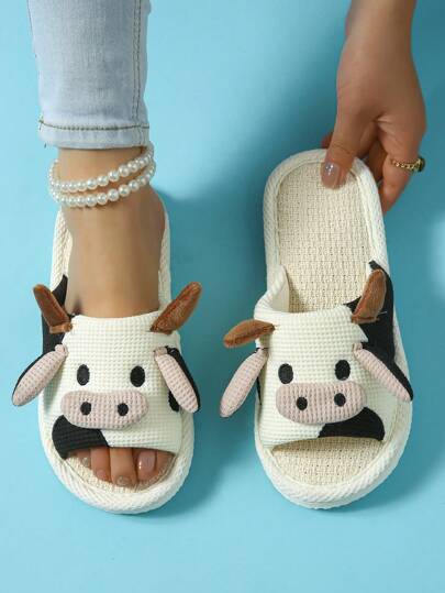 Zapatillas de casa interiores finas y cómodas con suela delgada de moda para pareja de vacas encantadoras de nuevo estilo