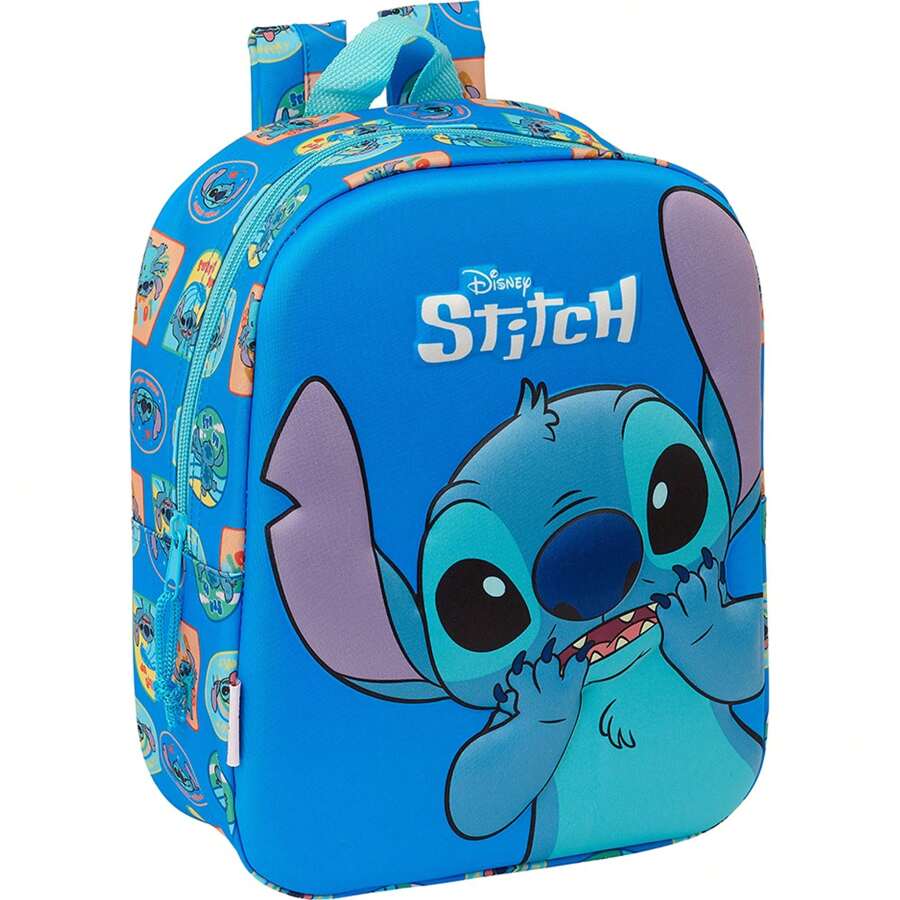 Lilo Y Stitch Mochila Guarderia 3d Bolsillo Red Stitch - Mochila Escolar Licencia Oficial - Diseño Ergonómico - Amplio Espacio De Almacenamiento - Bolsillos Multifuncionales