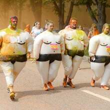 Sumo Inflatable Costumes Sumo Fighter Inflatable Christmas Wrestling Party Role Play Dress Up For Adult Cosplay Halloween - Brown - View 4