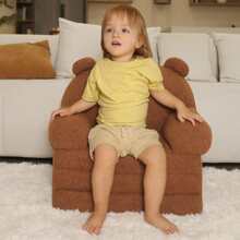 MOONBEEKI Comfy Toddler Chair, Kids Couch Fold Out To Lounger, Foldable Baby Sofa Plush For Girl And Boy Age 18 Months And Up - 棕熊 - 查看 5