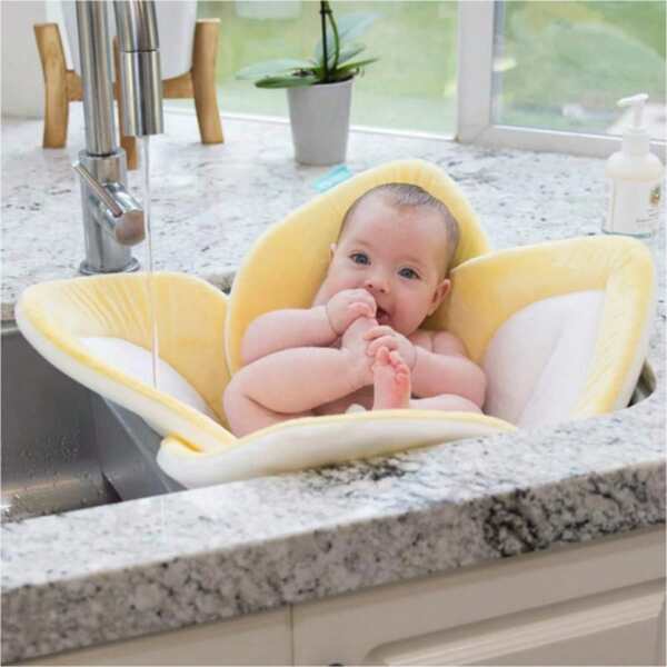 1 pièce Siège de bain bébé en forme de lotus, convient aux nouveau-nés et bébés de 0 à 6 mois+, tapis de bain bébé lavable