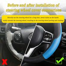 1 Stück Lenkradbezug für Autos, elastisch, ohne innere Ring, aus künstlichem PU-Leder, ein universeller komfortabler rutschfester Schutz für das Lenkrad für alle Jahreszeiten