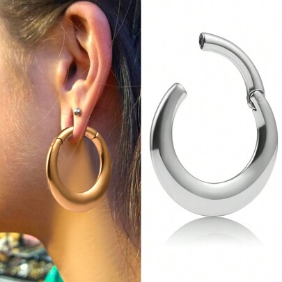 1 pezzo Cerchio per orecchio alla moda con pesi, espansori di spine e ciuffo con magnete fatto di acciaio inossidabile 316L per gioielli di piercing corporei