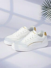 Zapatillas de vacaciones de moda para mujer, zapatos blancos casuales y ligeros, ropa deportiva cómoda y versátil - Blanco - Ver 6