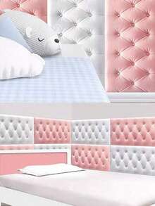 2件防撞泡壁紙床貼嬰兒自黏軟包嬰兒房3d立體牆貼牆貼牆墊防潮防污防黴美化裝飾隔音吸音 - 彩色 - 查看 6