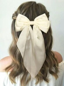 2入組女孩大蝴蝶結髮夾，優雅多變復古時尚髮飾，適用於日常佩戴和裝飾，可愛（黑色和米色）