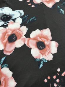 Vestido de cuello alto con estampado floral y cinturón  vestido elegantes para mujer moda. - Negro - Ver 8